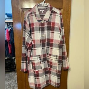 Maurices Red and Burgundy Plaid Jacket